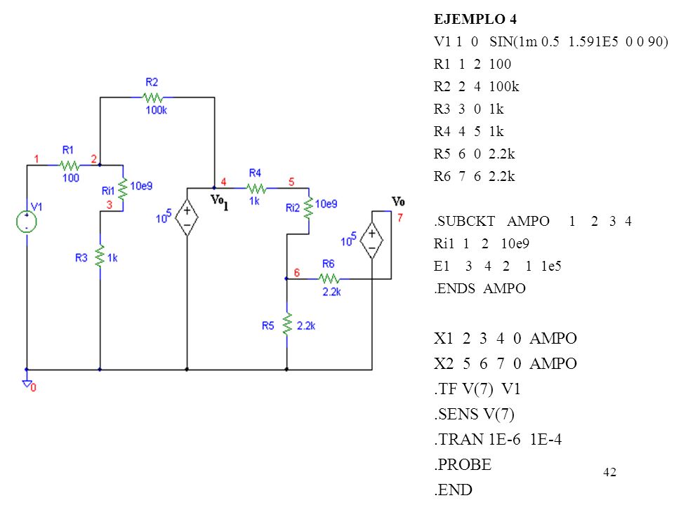 X AMPO X AMPO .TF V(7) V1 .SENS V(7) .TRAN 1E-6 1E-4