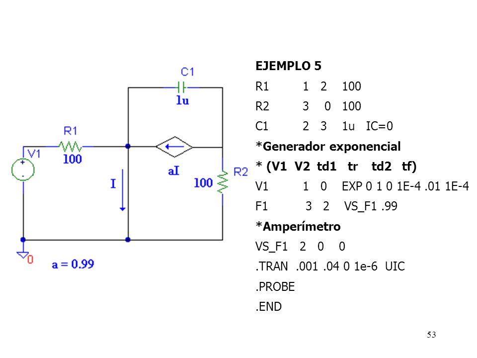 EJEMPLO 5 R R C u IC=0. *Generador exponencial.