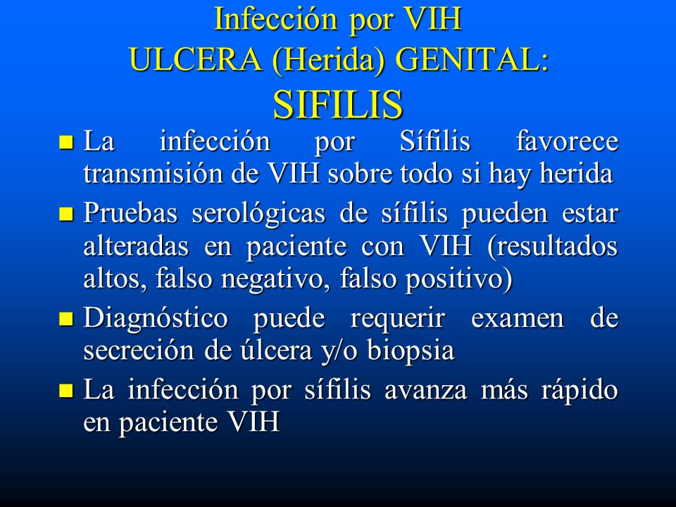 Infección por VIH ULCERA (Herida) GENITAL: SIFILIS