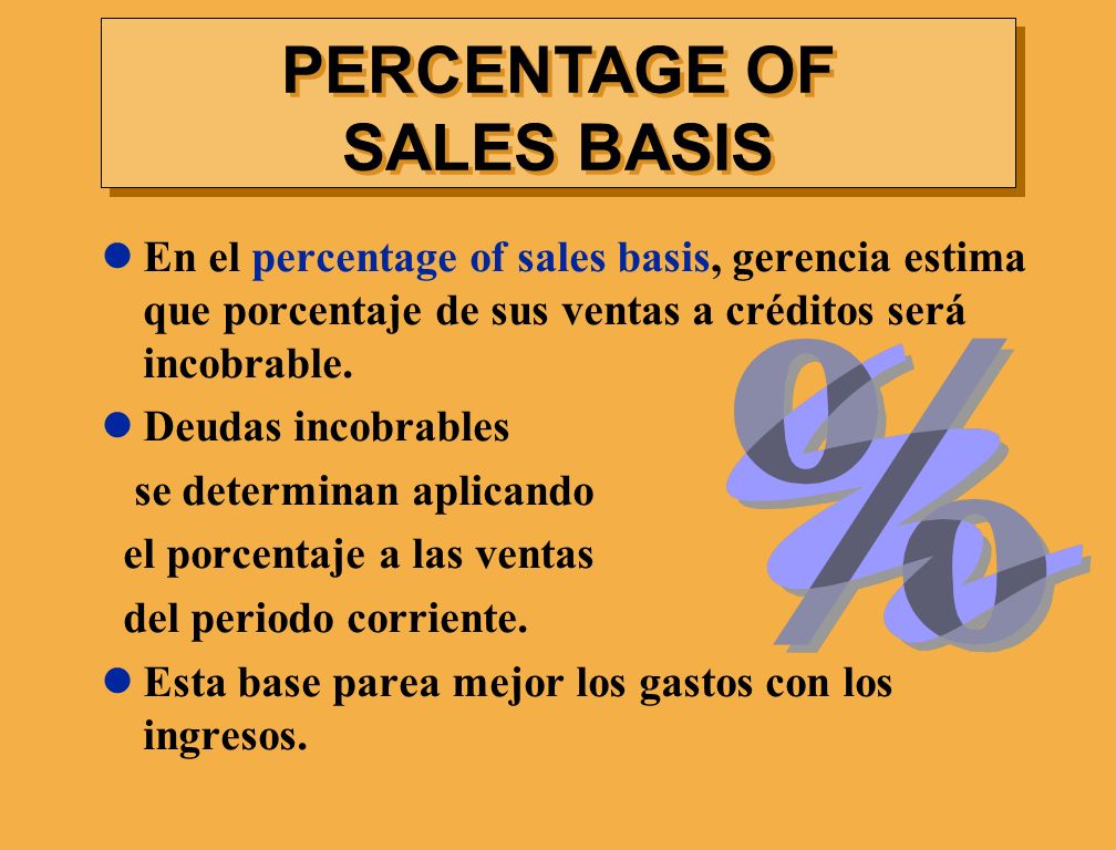 PERCENTAGE OF SALES BASIS