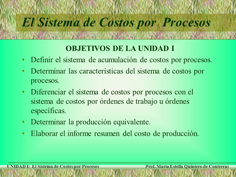El Sistema de Costos por Procesos