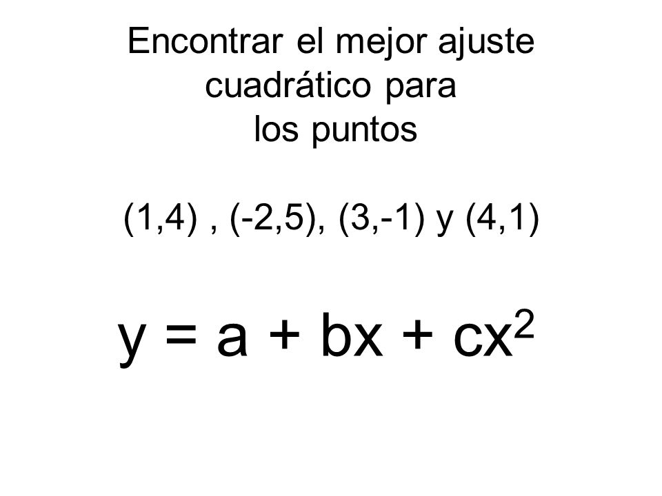 Encontrar el mejor ajuste cuadrático para los puntos (1,4) , (-2,5), (3,-1) y (4,1)