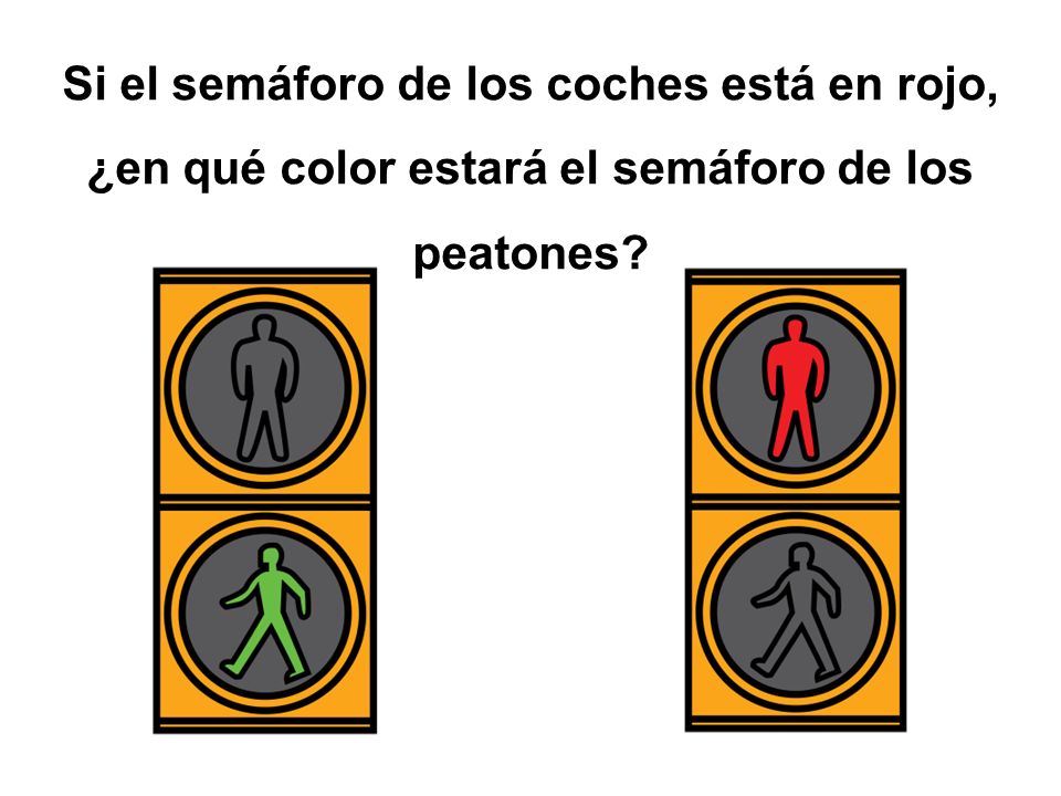 Si el semáforo de los coches está en rojo, ¿en qué color estará el semáforo de los peatones