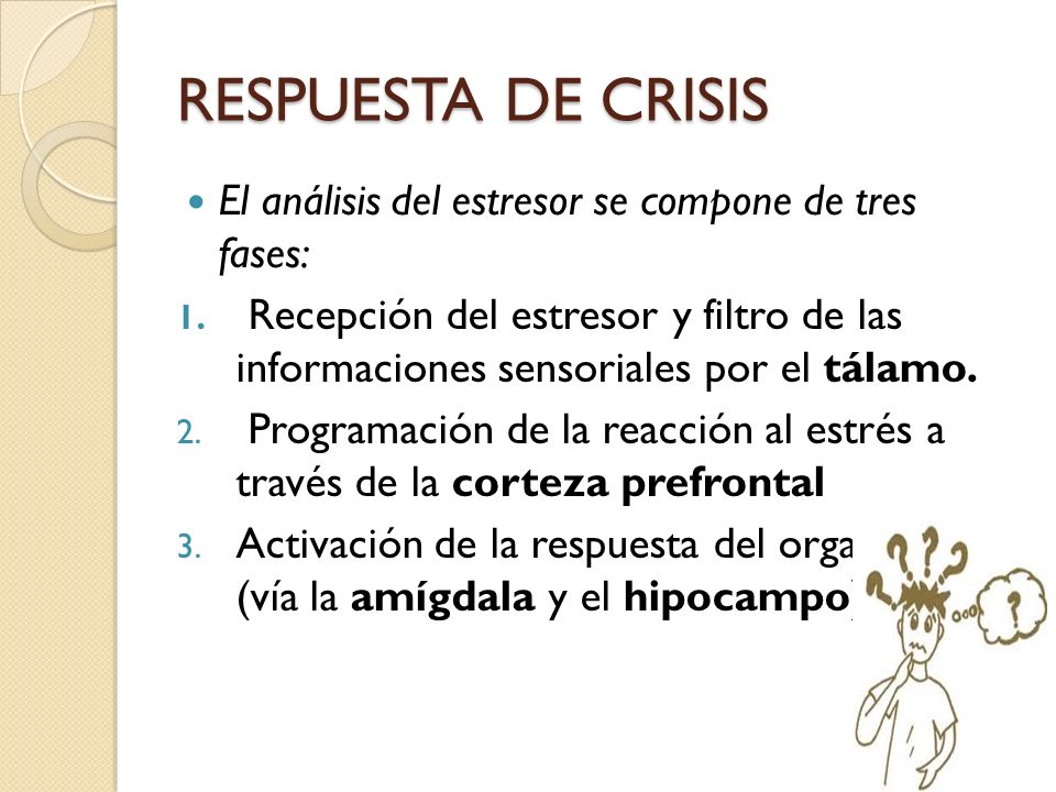 RESPUESTA DE CRISIS El análisis del estresor se compone de tres fases: