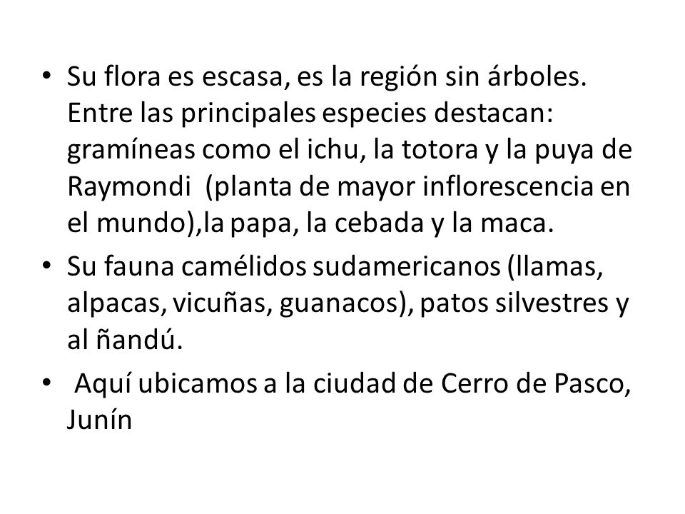 Su flora es escasa, es la región sin árboles