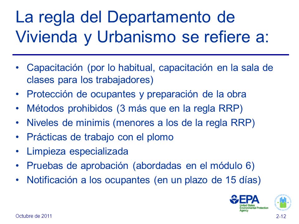 La regla del Departamento de Vivienda y Urbanismo se refiere a: