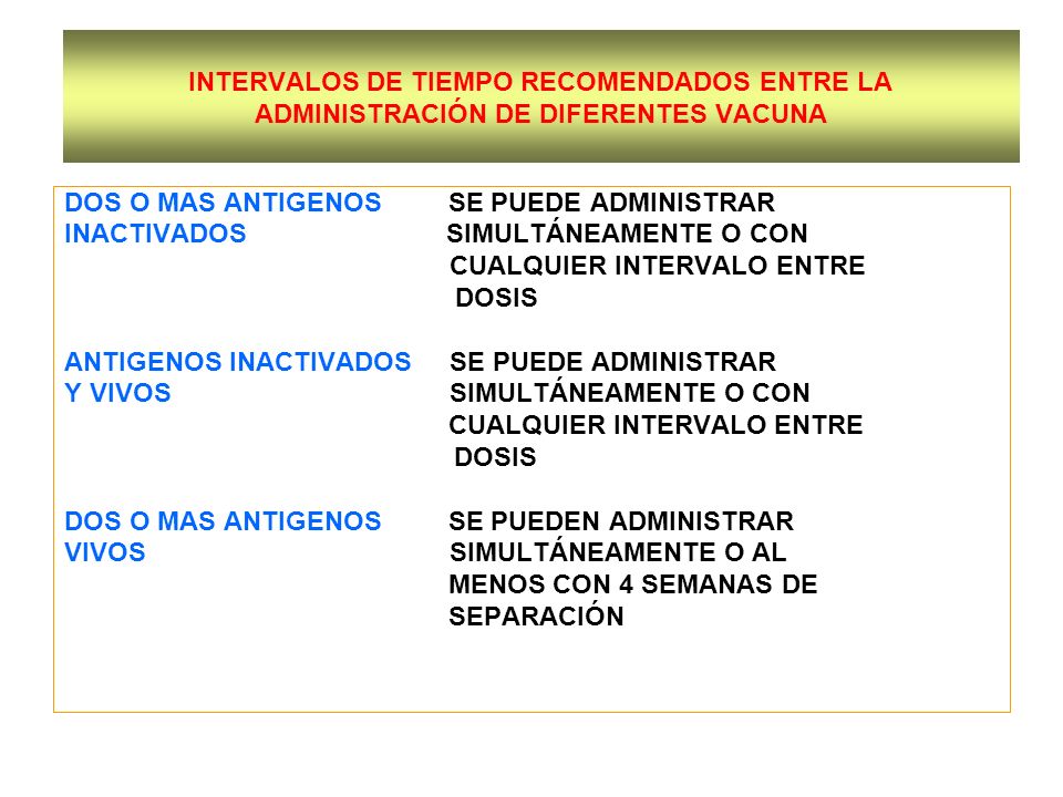 INTERVALOS DE TIEMPO RECOMENDADOS ENTRE LA ADMINISTRACIÓN DE DIFERENTES VACUNA