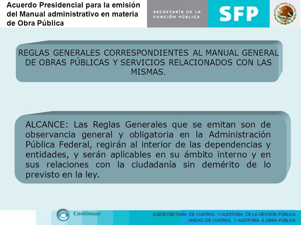 Acuerdo Presidencial para la emisión del Manual administrativo en materia de Obra Pública