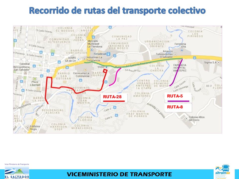Recorrido de rutas del transporte colectivo