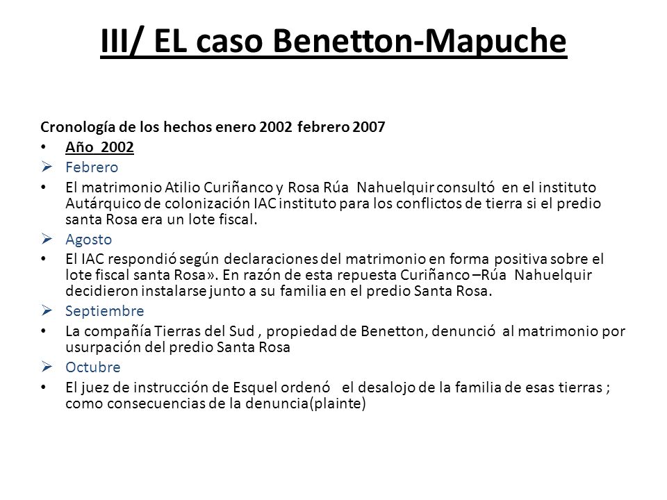 Los Mapuches en Argentina: El caso Benetton-Mapuche - ppt video online  descargar