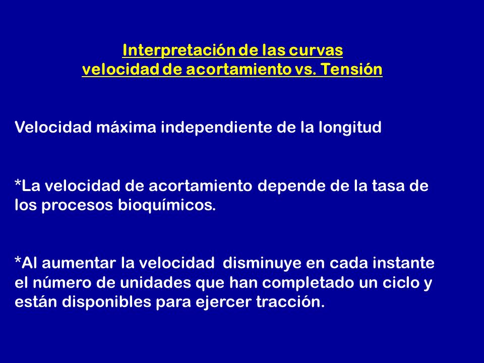 Interpretación de las curvas velocidad de acortamiento vs. Tensión