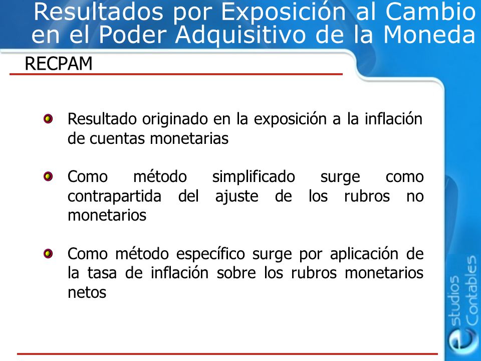 Resultados por Exposición al Cambio en el Poder Adquisitivo de la Moneda