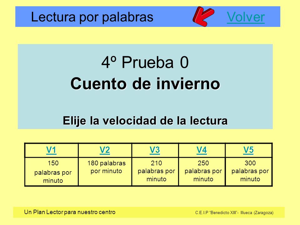 4º Prueba 0 Cuento de invierno Elije la velocidad de la lectura