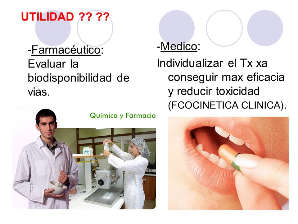 UTILIDAD -Medico: Individualizar el Tx xa conseguir max eficacia y reducir toxicidad (FCOCINETICA CLINICA).