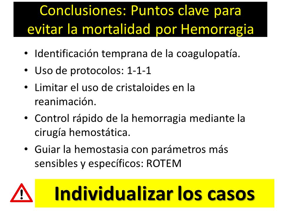 Conclusiones: Puntos clave para evitar la mortalidad por Hemorragia