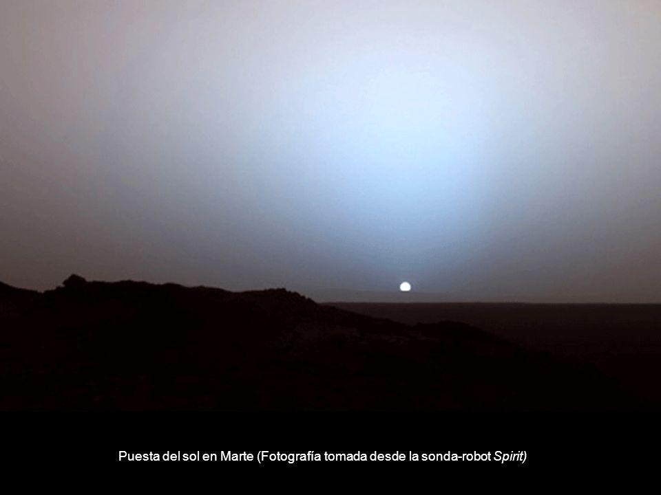 Puesta del sol en Marte (Fotografía tomada desde la sonda-robot Spirit)