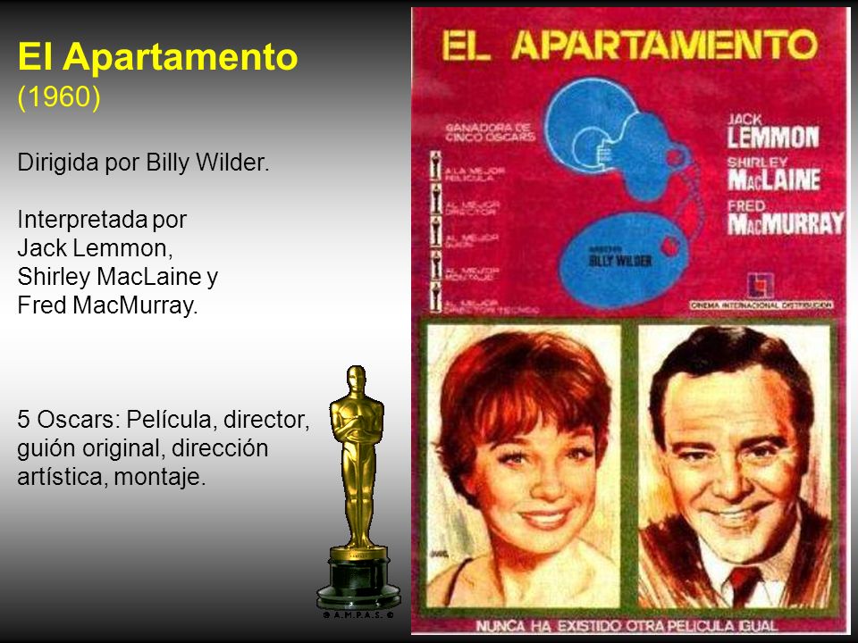 El Apartamento (1960) Dirigida por Billy Wilder. Interpretada por