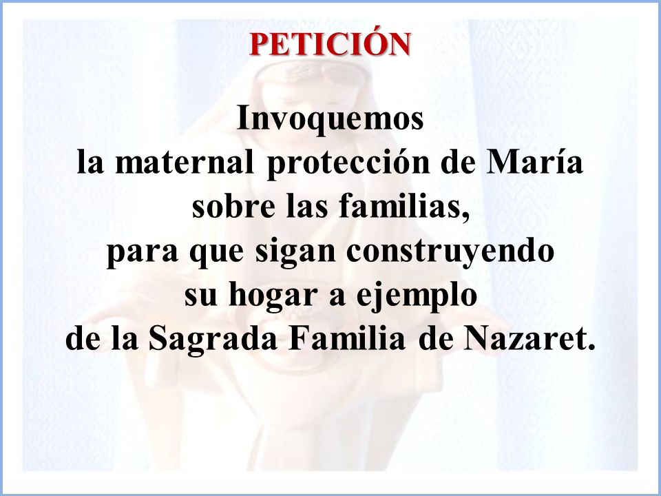 la maternal protección de María sobre las familias,