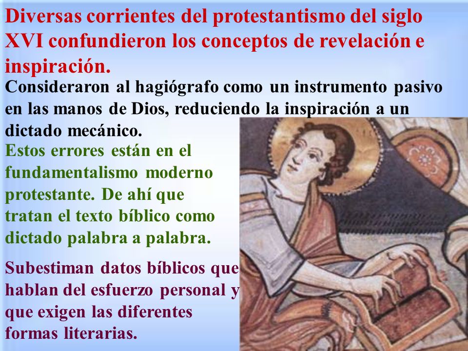 Diversas corrientes del protestantismo del siglo XVI confundieron los conceptos de revelación e inspiración.