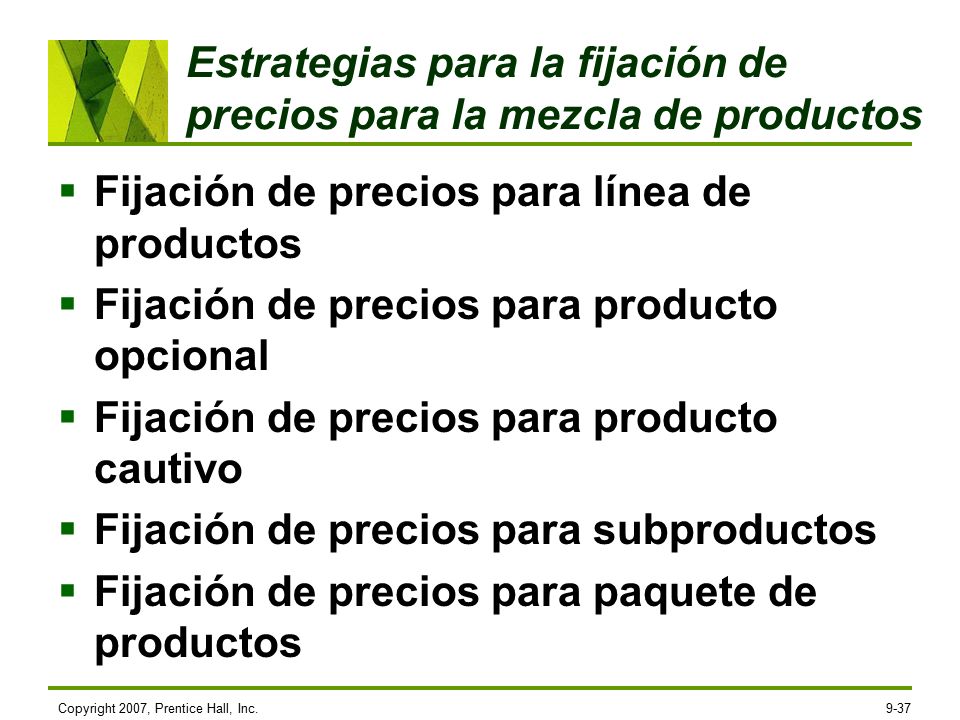 Estrategias para la fijación de precios para la mezcla de productos