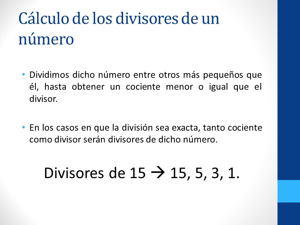 Cálculo de los divisores de un número