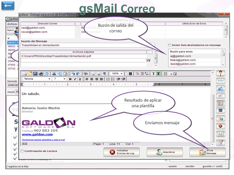gsMail Correo ← Buzón de salida del correo
