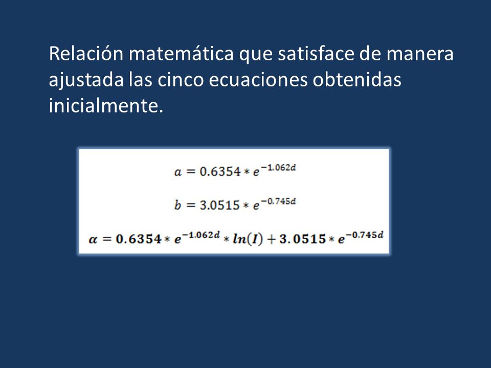 Relación matemática que satisface de manera ajustada las cinco ecuaciones obtenidas inicialmente.