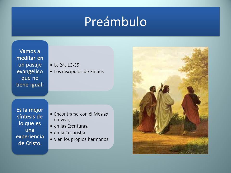 Preámbulo Vamos a meditar en un pasaje evangélico que no tiene igual: