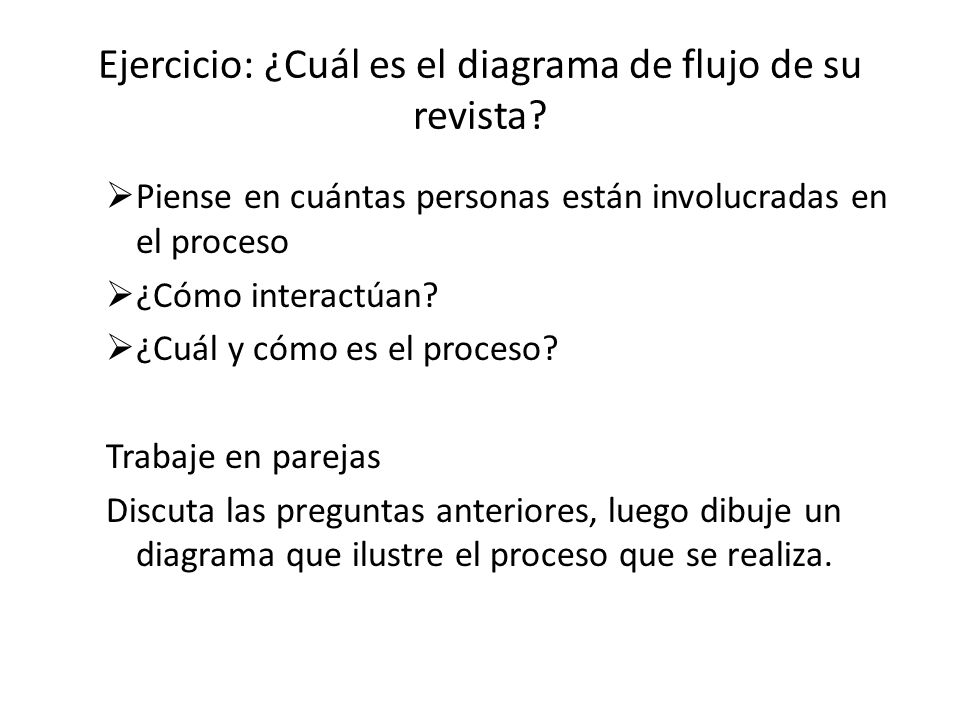 Ejercicio: ¿Cuál es el diagrama de flujo de su revista