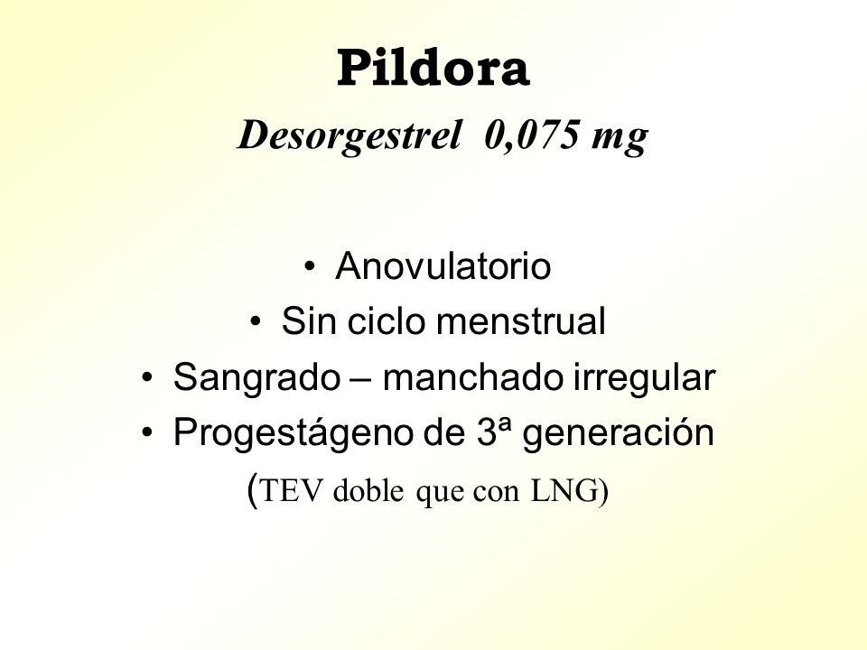 Pildora Desorgestrel 0,075 mg