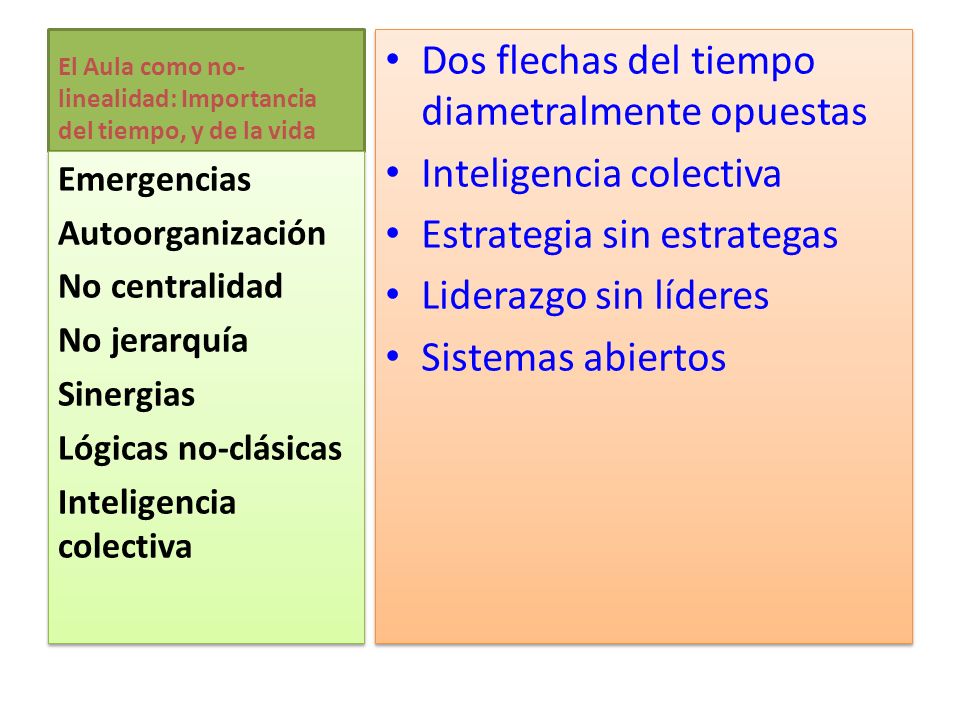 El Aula como no-linealidad: Importancia del tiempo, y de la vida