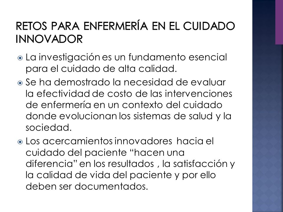 Retos para enfermería en el cuidado innovador