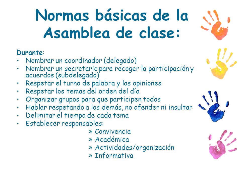 Normas básicas de la Asamblea de clase: