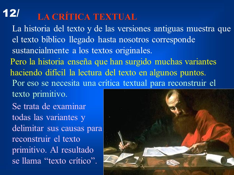 12/ LA CRÍTICA TEXTUAL.