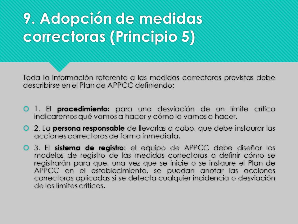 9. Adopción de medidas correctoras (Principio 5)