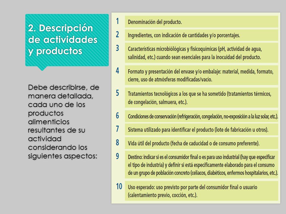 2. Descripción de actividades y productos