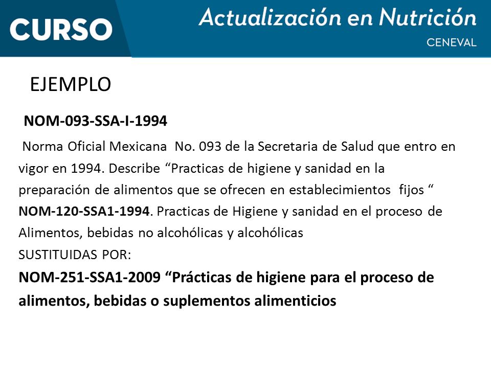 EJEMPLO NOM-093-SSA-I Norma Oficial Mexicana No. 093 de la Secretaria de Salud que entro en.