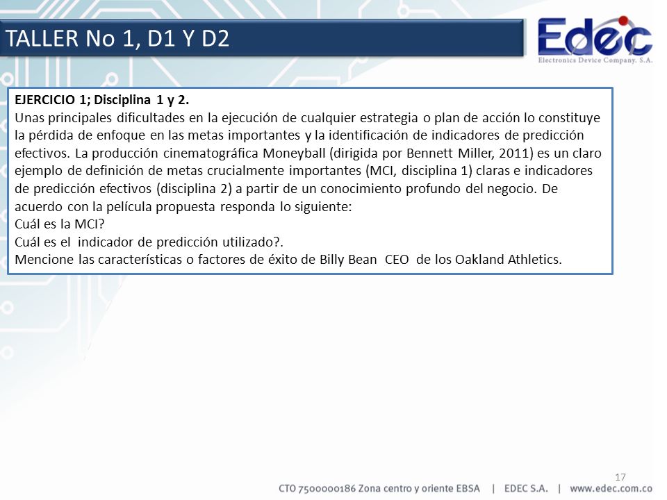 TALLER No 1, D1 Y D2 EJERCICIO 1; Disciplina 1 y 2.