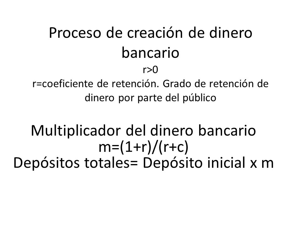 Multiplicador del dinero bancario m=(1+r)/(r+c)