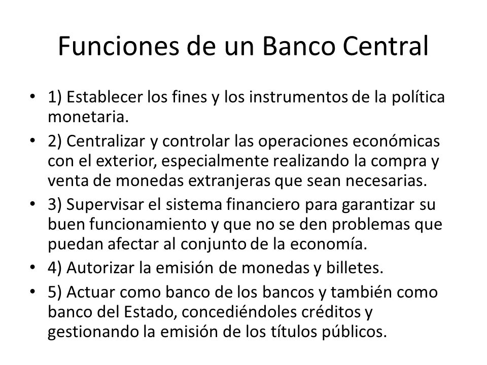 Funciones de un Banco Central