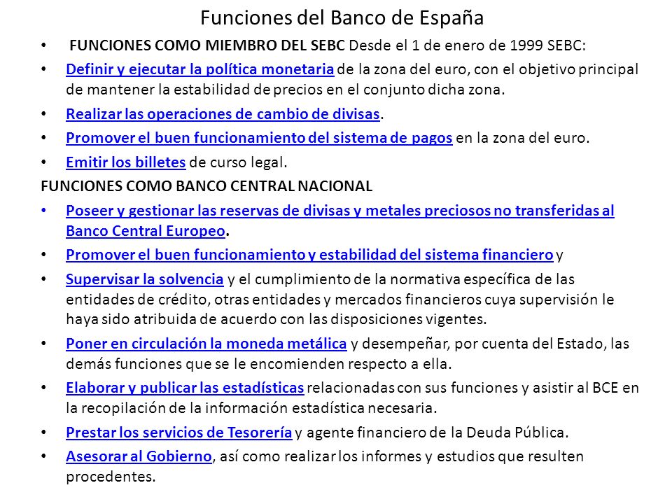 Funciones del Banco de España