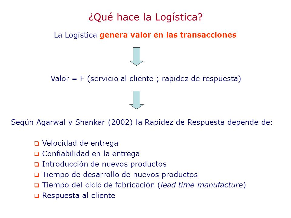 ¿Qué hace la Logística La Logística genera valor en las transacciones
