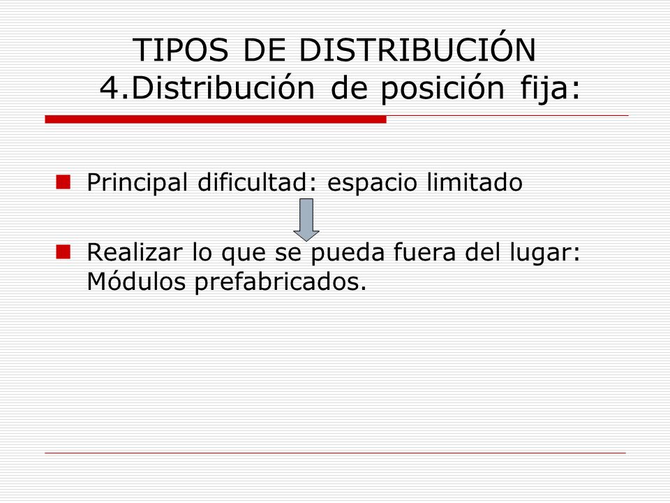 TIPOS DE DISTRIBUCIÓN 4.Distribución de posición fija: