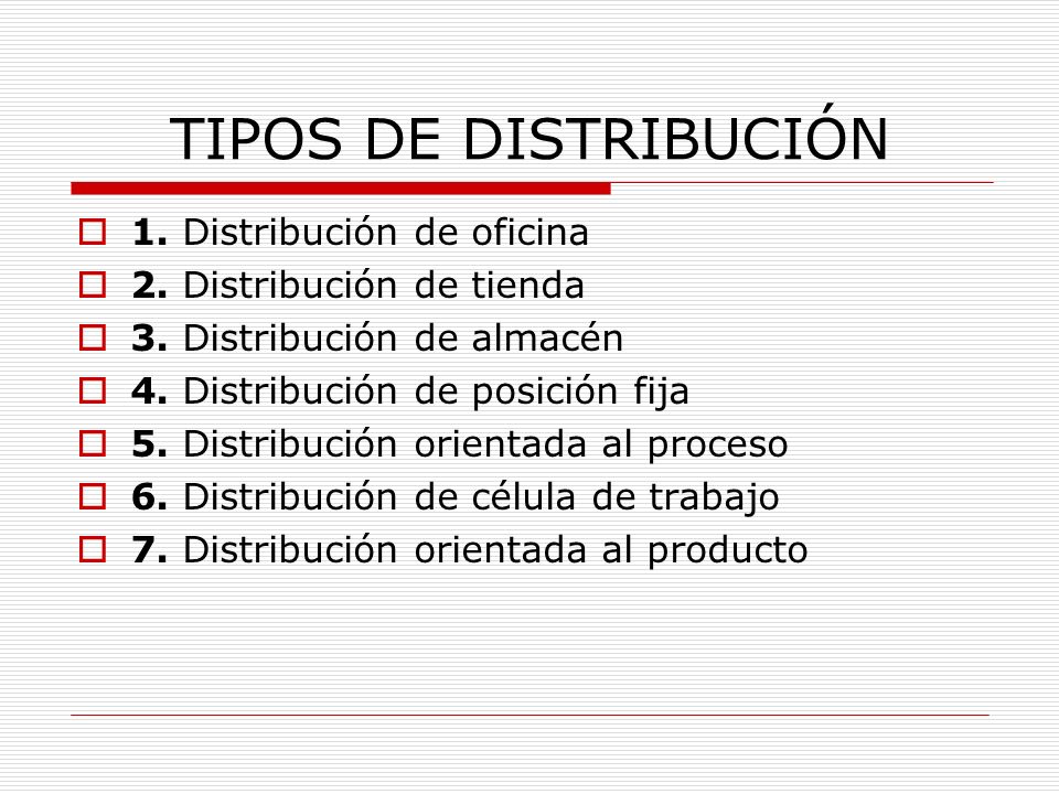 TIPOS DE DISTRIBUCIÓN 1. Distribución de oficina