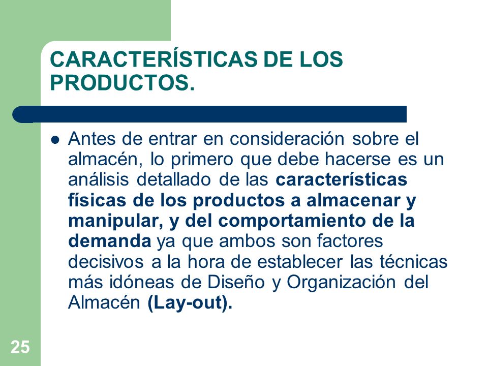 CARACTERÍSTICAS DE LOS PRODUCTOS.