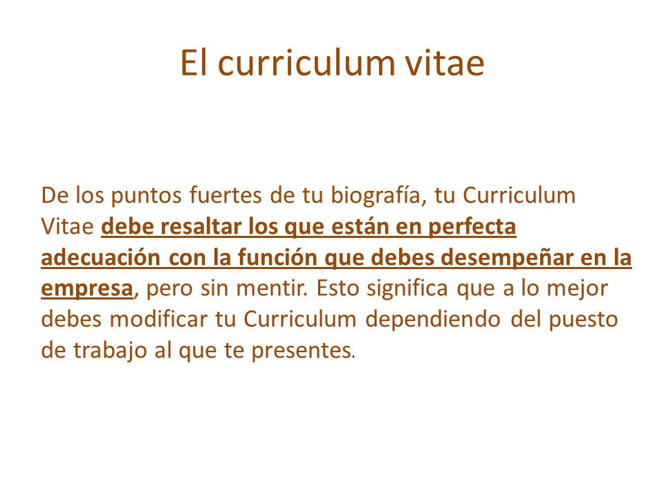 El Curriculum Vitae Cv Ppt Video Online Descargar