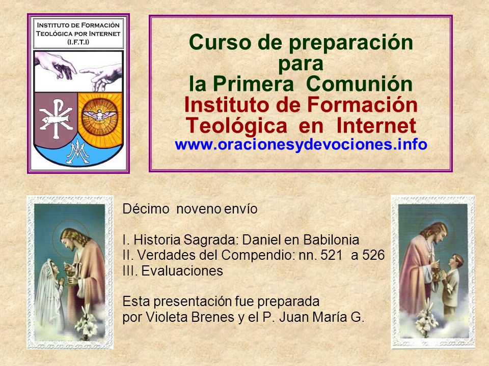 Curso de preparación para la Primera Comunión Instituto de Formación Teológica en Internet