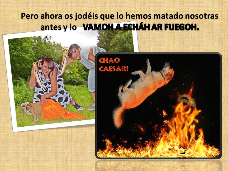 Pero ahora os jodéis que lo hemos matado nosotras antes y lo VAMOH A ECHÁH AR FUEGOH.