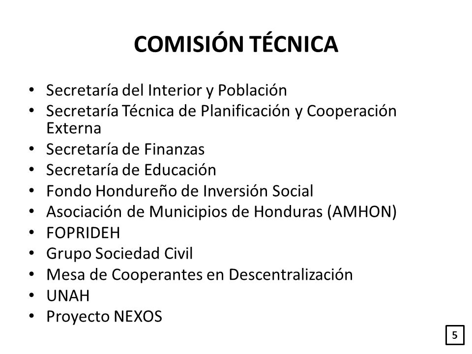 COMISIÓN TÉCNICA Secretaría del Interior y Población