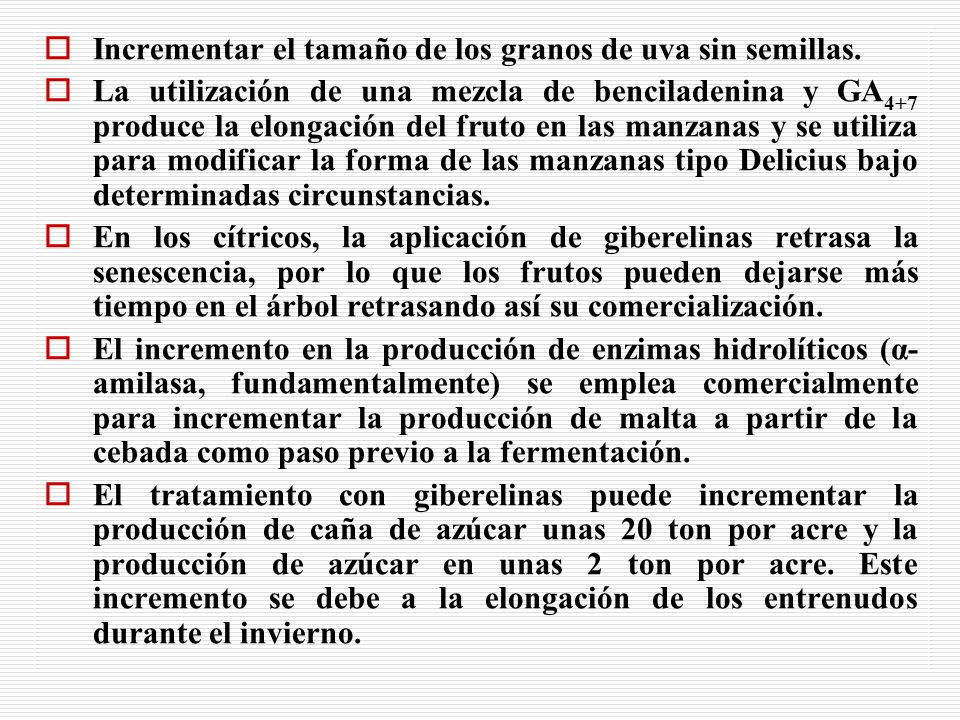 Incrementar el tamaño de los granos de uva sin semillas.